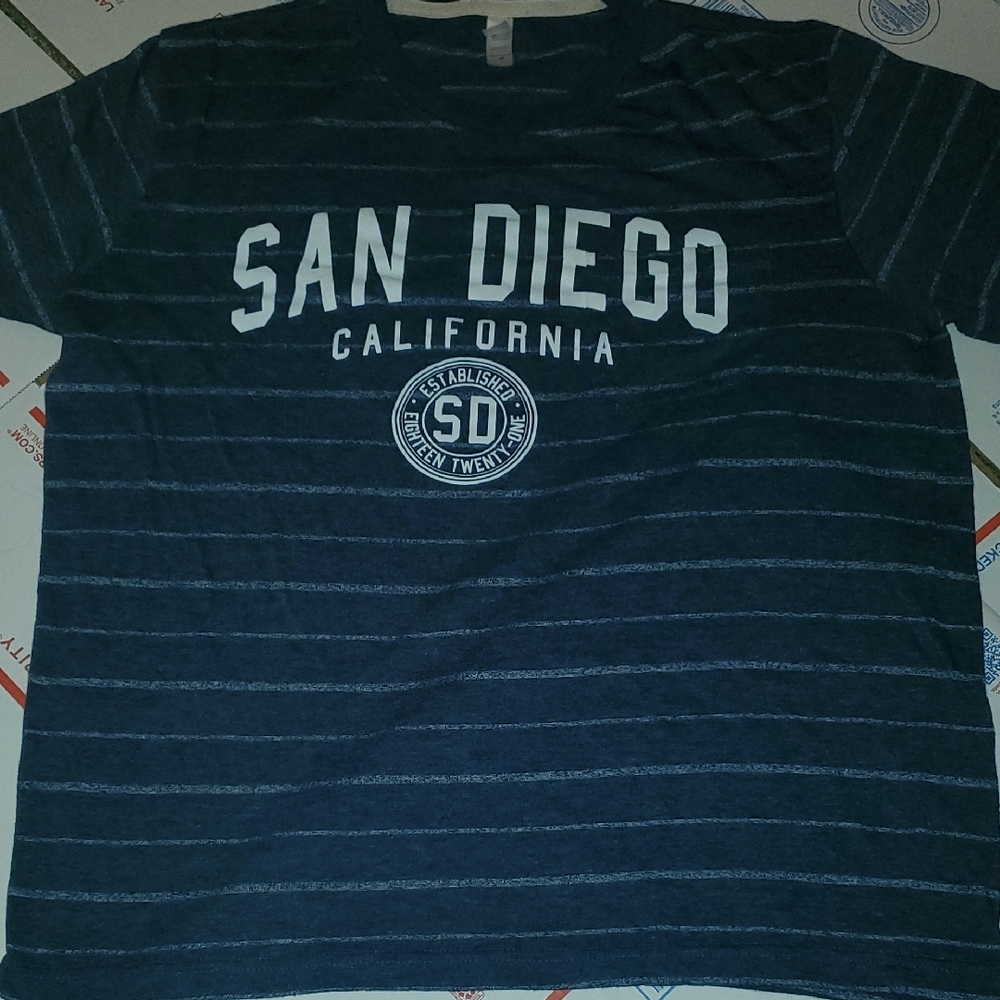 San Diego California Striped Medium T-Shirt